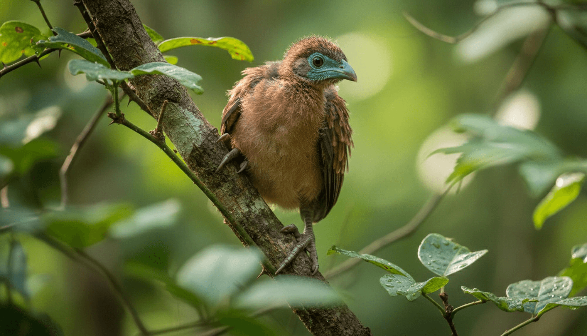 Exotic bird on branch